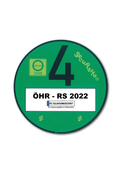 Offizielle Grüne Feinstaubplakette Umweltplakette UV Beständig für Ihr Fahrzeug Kennzeichen